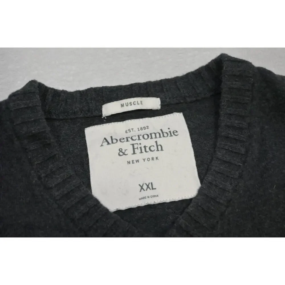 Abercrombie & Fitch Muscle Fit Cotton Cashmere Sweater V Neck Mens Size 2XL (XL)